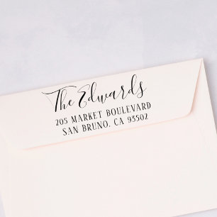 Cute Rustic Script Family Name & Return Address Self-inking Stamp