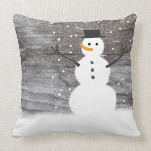 "Cute Rustic Snowman Pillow  throw pillow