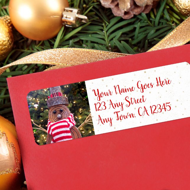 Cute Rustic Snowman Red Script Custom Name Holiday (Creator Uploaded)