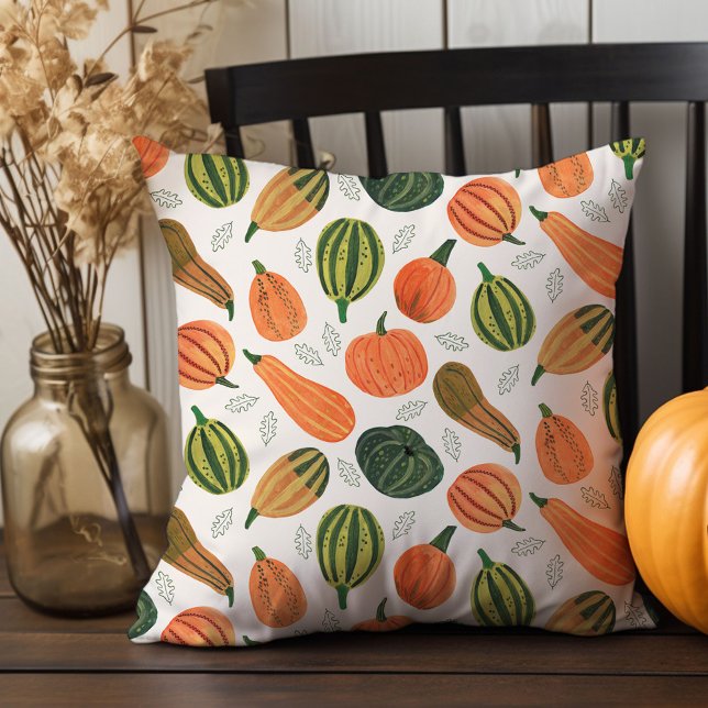 Cute Rustic Thanksgiving pumpkin pattern Cushion (Cute Rustic Thanksgiving pumpkin pattern Throw Pillow)