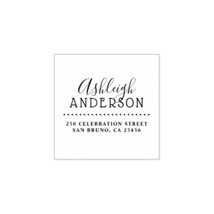 Cute Rustic Typography Custom Name Return Address Rubber Stamp