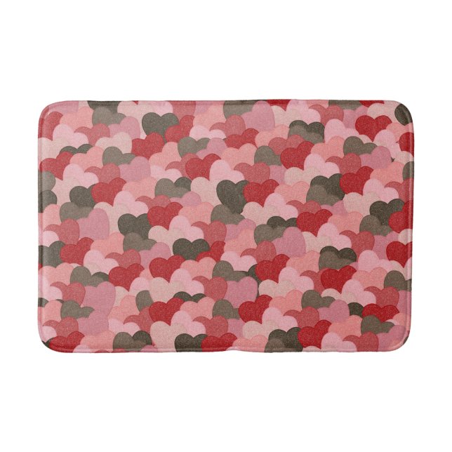 Cute Rustic Valentines Day Paper Hearts Pattern Bath Mat (Front)