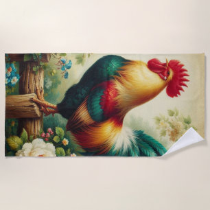 Cute rustic/vintage rooster beach towel