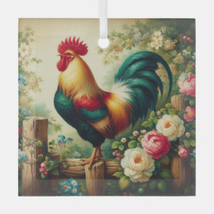 Cute rustic/vintage rooster glass tree decoration