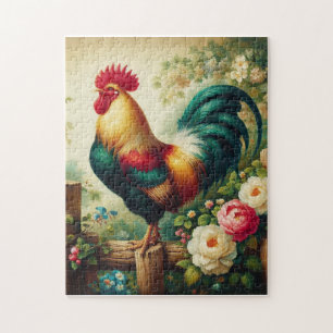 Cute rustic/vintage rooster jigsaw puzzle