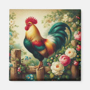 Cute rustic/vintage rooster magnet