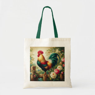 Cute rustic/vintage rooster tote bag