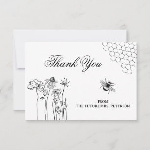 Cute Rustic Wildflower Bee Bridal Shower Thank You Card