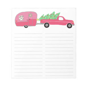 Cute RV Christmas Camper Trailer Grocery Shopping Notepad