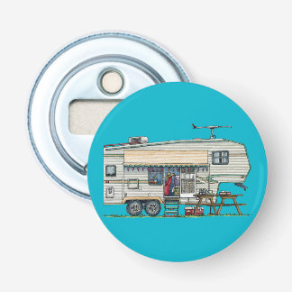 Cute RV Vintage Fifth Wheel Camper Travel Trailer Bottle Opener