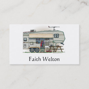Cute RV Vintage Fifth Wheel Camper Travel Trailer Business Card