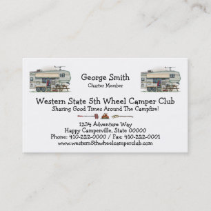Cute RV Vintage Fifth Wheel Camper Travel Trailer Business Card