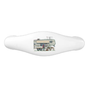Cute RV Vintage Fifth Wheel Camper Travel Trailer Ceramic Drawer Pull