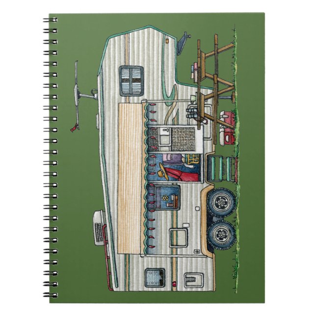 Cute RV Vintage Fifth Wheel Camper Travel Trailer Notebook (Front)