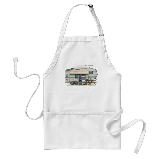 Cute RV Vintage Fifth Wheel Camper Travel Trailer Standard Apron (Front)