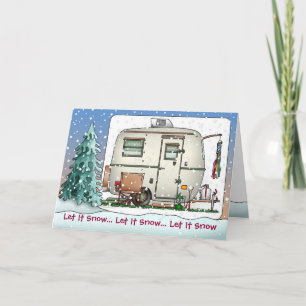 Cute RV Vintage glass egg camper Trailer Holiday Card