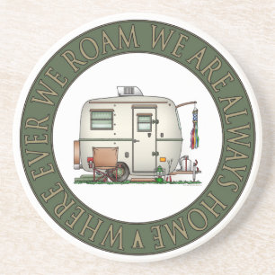 Cute RV Vintage Glass Egg Camper Travel Trailer Coaster