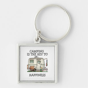 Cute RV Vintage Glass Egg Camper Travel Trailer Key Ring