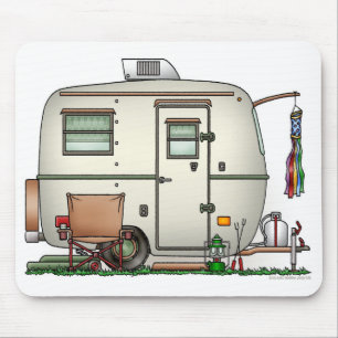 Cute RV Vintage Glass Egg Camper Travel Trailer Mouse Mat