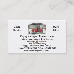 Cute RV Vintage Popup Camper Travel Trailer Business Card