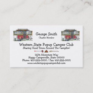 Cute RV Vintage Popup Camper Travel Trailer Business Card
