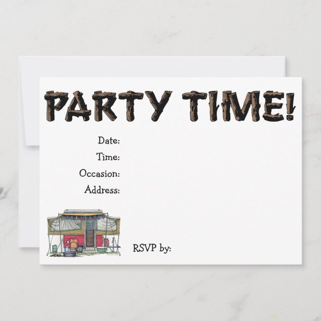 Cute RV Vintage Popup Camper Travel Trailer Invitation (Front)