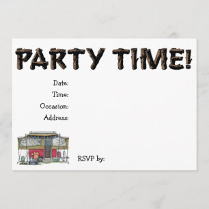 Cute RV Vintage Popup Camper Travel Trailer Invitation