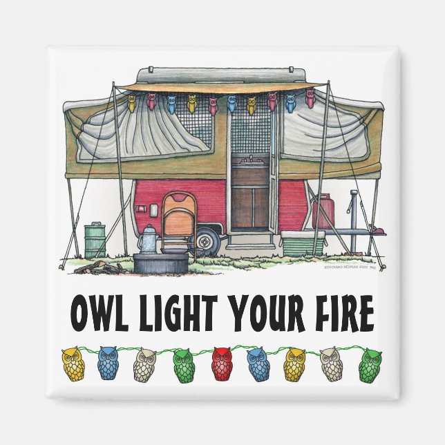 Cute RV Vintage Popup Camper Travel Trailer Magnet (Front)