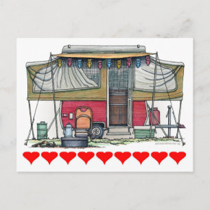 Cute RV Vintage Popup Camper Travel Trailer Postcard