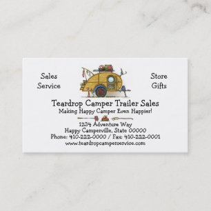Cute RV Vintage Teardrop Camper Travel Trailer Business Card