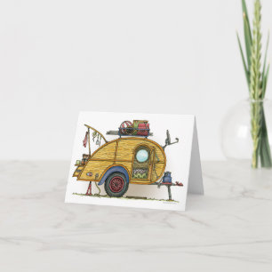 Cute RV Vintage Teardrop Camper Travel Trailer Card