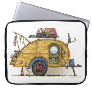 Cute RV Vintage Teardrop Camper Travel Trailer Laptop Sleeve