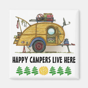 Cute RV Vintage Teardrop  Camper Travel Trailer Magnet