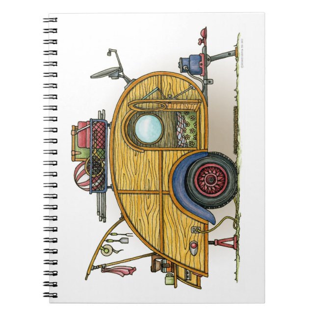 Cute RV Vintage Teardrop  Camper Travel Trailer Notebook (Front)