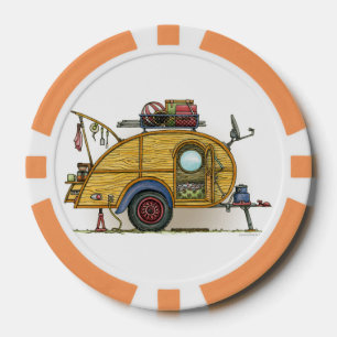 Cute RV Vintage Teardrop Camper Travel Trailer Poker Chips