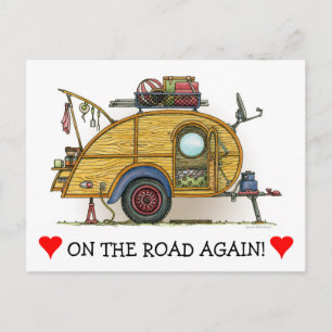 Cute RV Vintage Teardrop Camper Travel Trailer Postcard