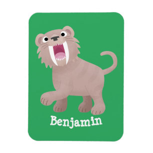 Cute Saber Toothed Tiger Smilodon cartoon Magnet