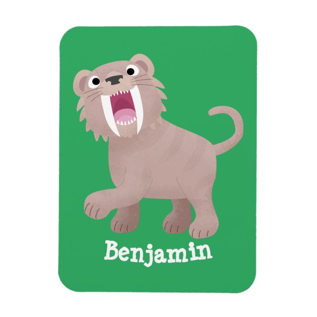 Cute Saber Toothed Tiger Smilodon cartoon Magnet (Vertical)