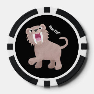 Cute Saber Toothed Tiger Smilodon cartoon Poker Chips