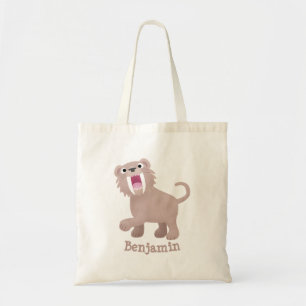 Cute Saber Toothed Tiger Smilodon cartoon Tote Bag