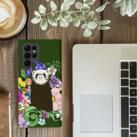 Cute Sable Ferret Wildflowers Green Woodland