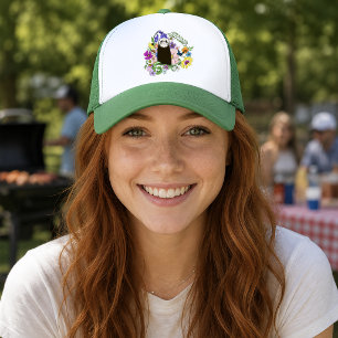 Cute Sable Ferret Wildflowers Green Woodland Trucker Hat