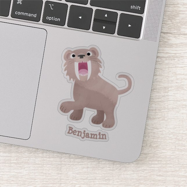 Cute Sabre Toothed Tiger Smilodon cartoon (Detail)