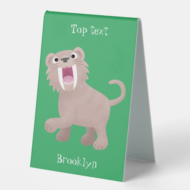 Cute Sabre Toothed Tiger Smilodon cartoon (Front)