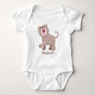 Cute Sabre Toothed Tiger Smilodon cartoon Baby Bodysuit