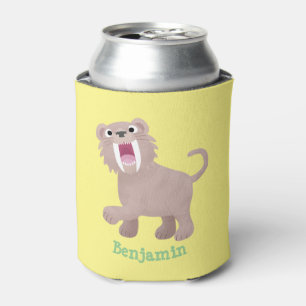Cute Sabre Toothed Tiger Smilodon cartoon Can Cooler