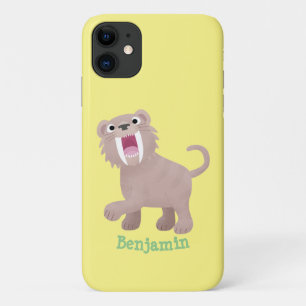 Cute Sabre Toothed Tiger Smilodon cartoon iPhone 11 Case