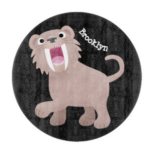 Cute Sabre Toothed Tiger Smilodon cartoon Cutting Board