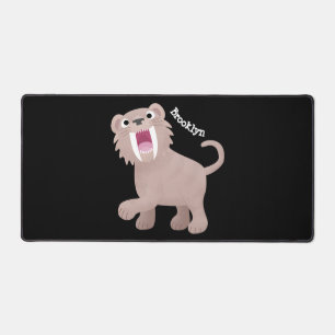 Cute Sabre Toothed Tiger Smilodon cartoon Desk Mat