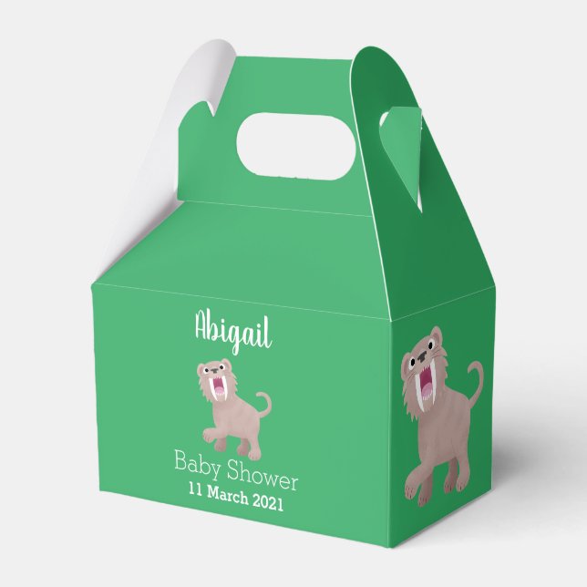 Cute Sabre Toothed Tiger Smilodon cartoon Favour Box (Front Side)